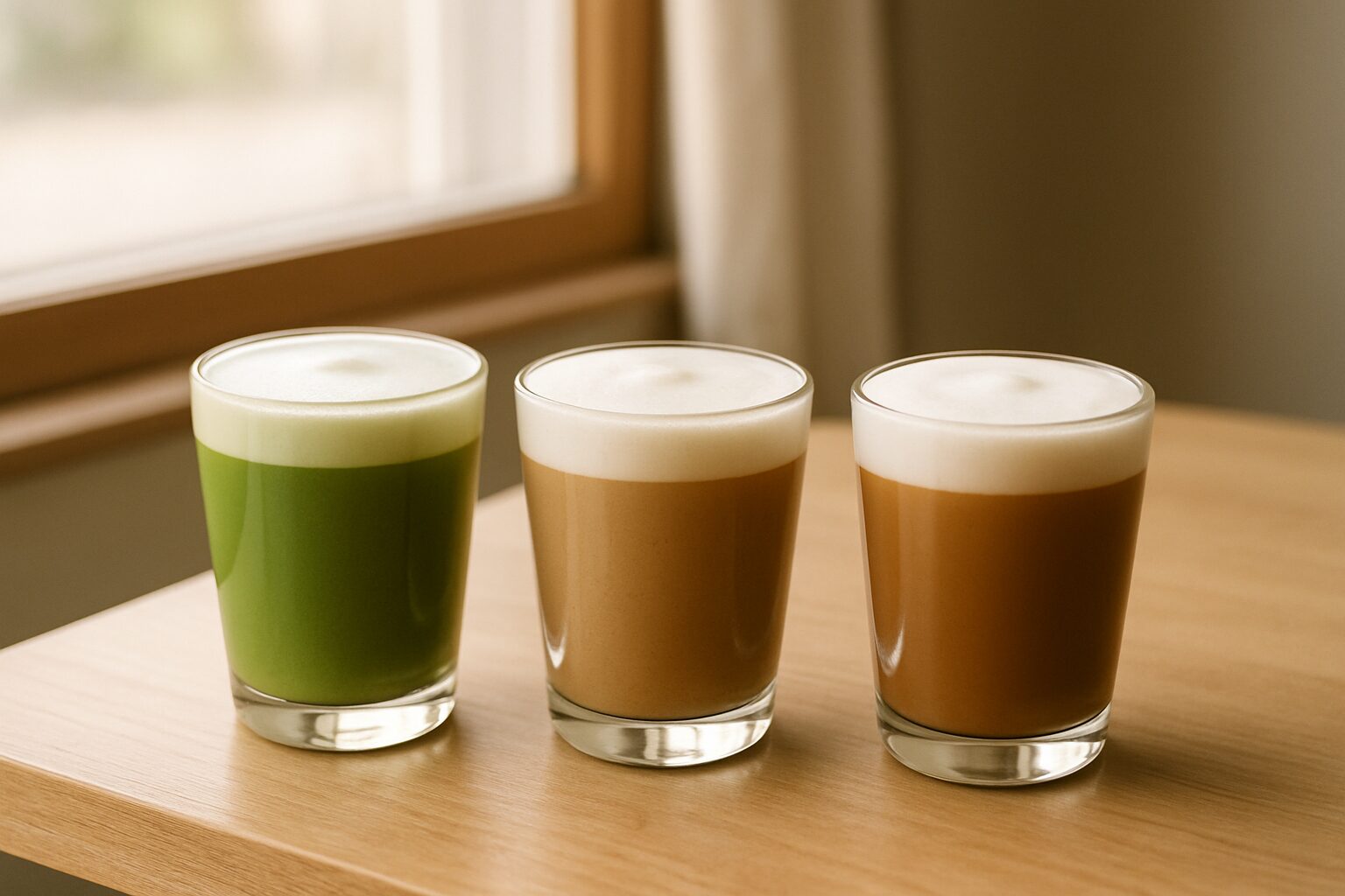 抹茶ラテ・ほうじ茶ラテ・和紅茶ラテの3種